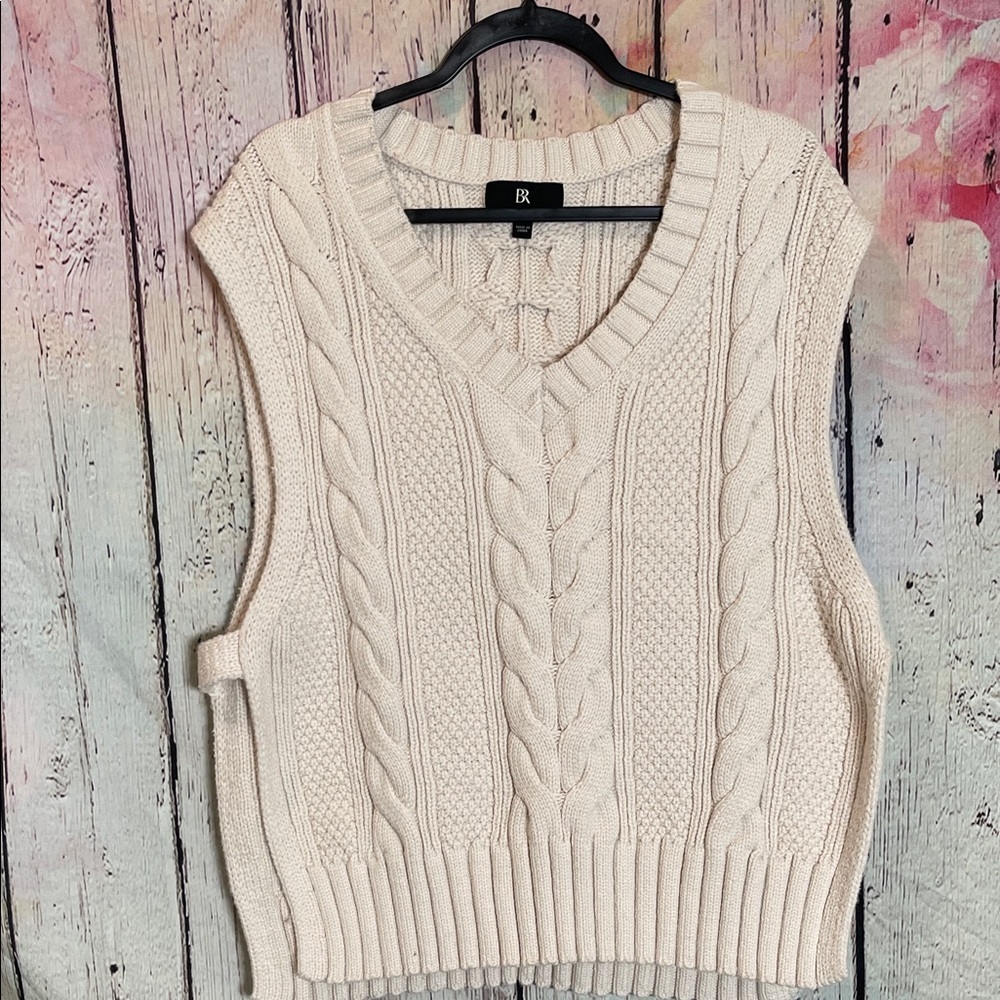 Banana Republic Women's Ivory Cable Knit Sweater Vest M